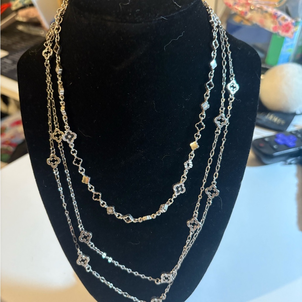 Brighton Silver Layered Necklace with Floral Accents - 2 necklaces.